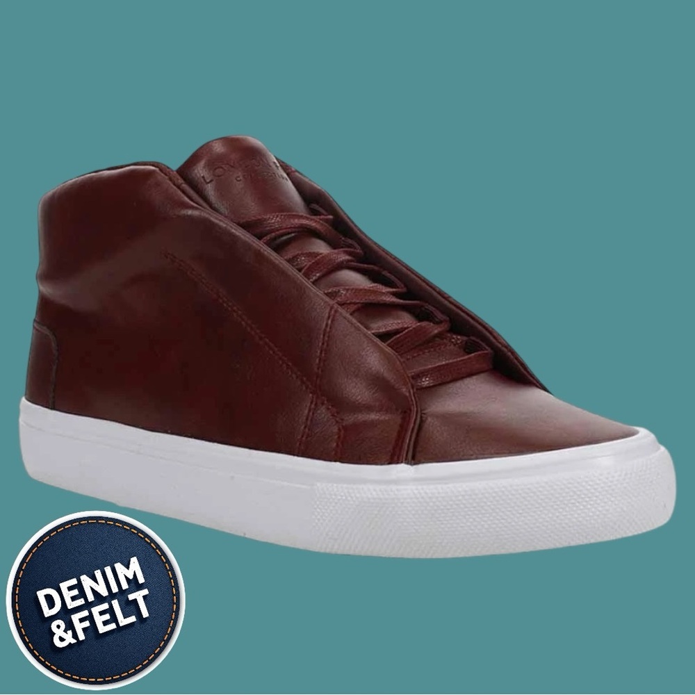 London Fog Men's Brown/Cognac Leather Casual High Top‎ Sneakers/Shoes | NEW/NIB!